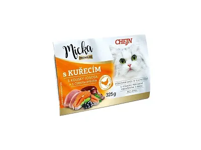 Výprodej - Micka CHEJN s kuřecím, kousky lososa, černým rybízem a taurinem 325 g
